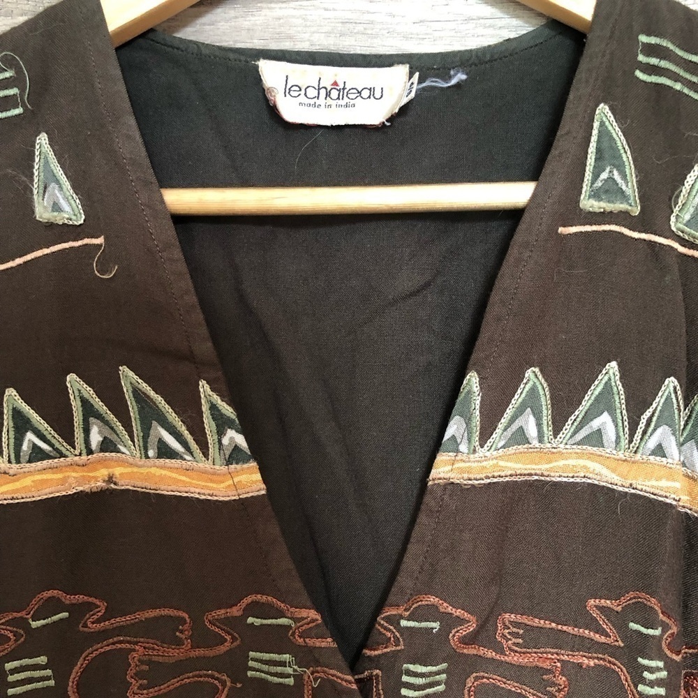 Vintage 80s Le Château Southwestern Aztec Coord Set Vest and Pants Small - Picture 4 of 16